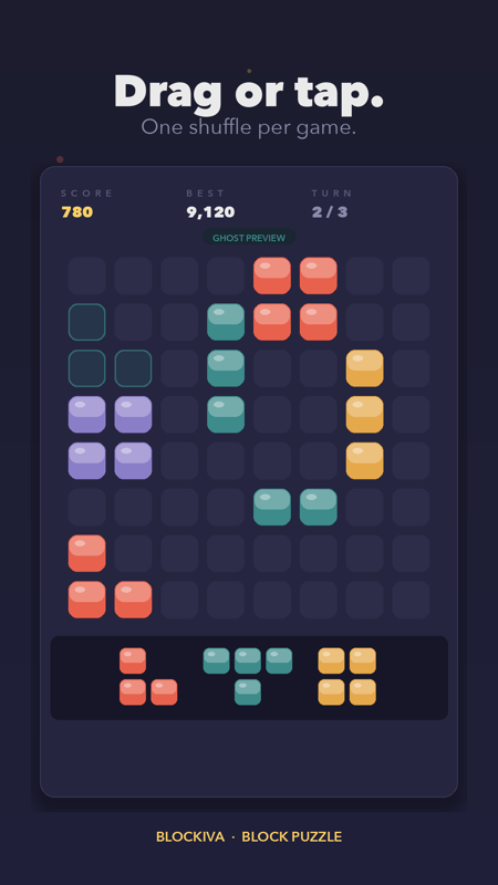 Blockiva drag or tap placement