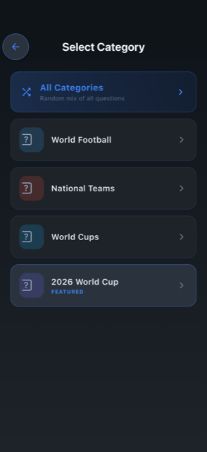Football Trivia category picker
