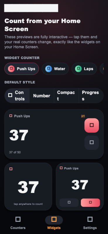 TallyNudge in-app widget layout previews