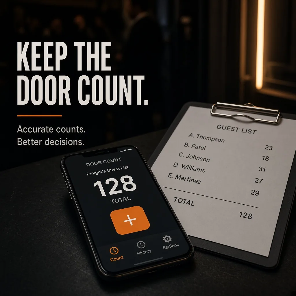 TallyNudge lifestyle — tally counter by a door