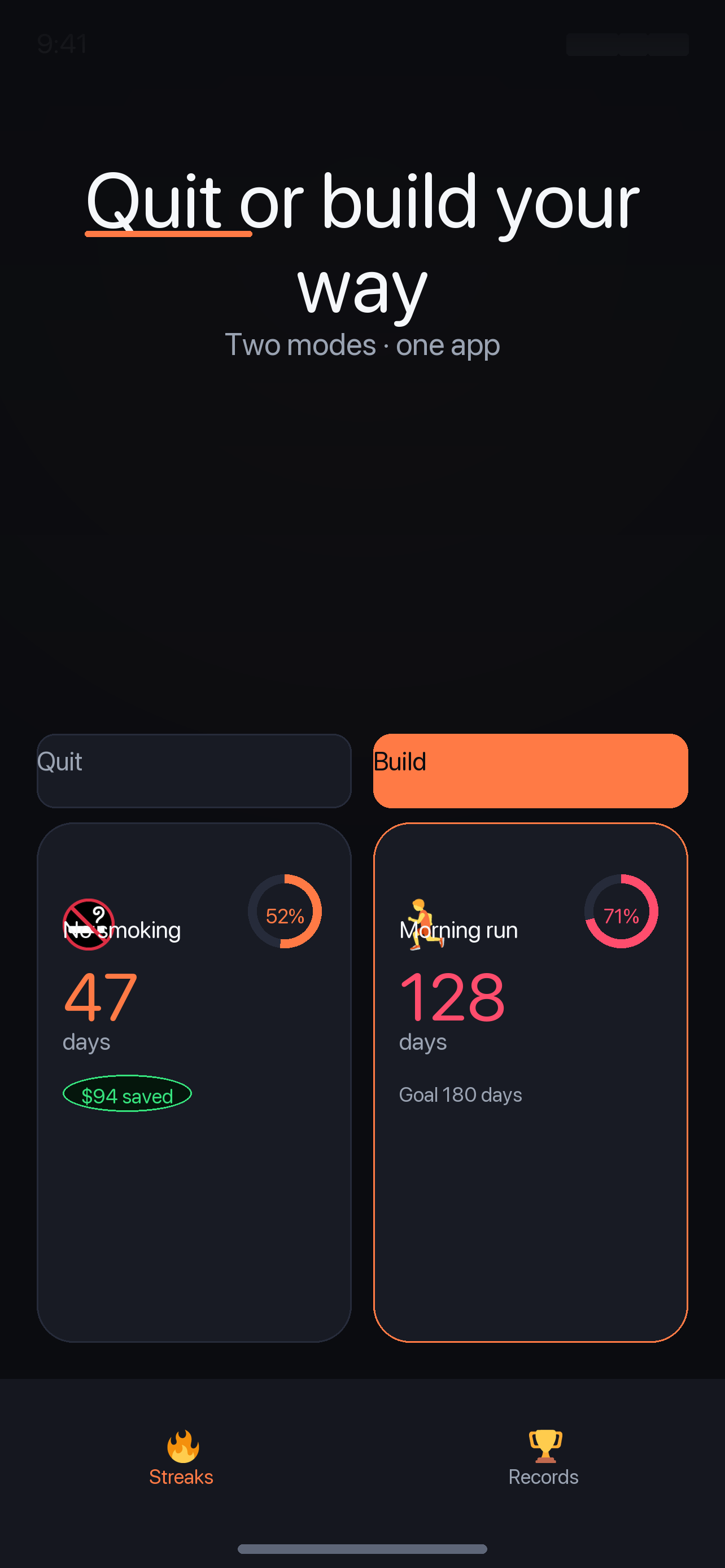 Time Since quit and build mode selection