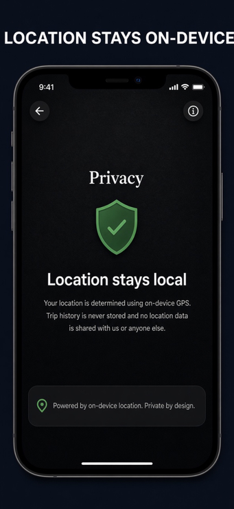 ZTLGuard privacy screen showing on-device location policy